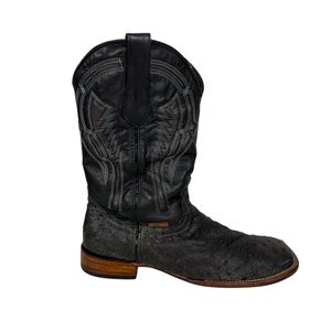 Soto Boots Out of the Wild Leather Ostrich Print Men 13 E Black Gray Distressed